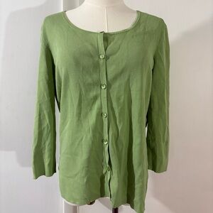 Ann Taylor Loft Green Button Down Cardigan Sweater Women’s Size M Spring Easter